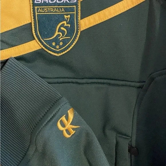 Brooks Track Jacket Team Australia Women’s Medium Green & Yellow Full Zip - Picture 2 of 11